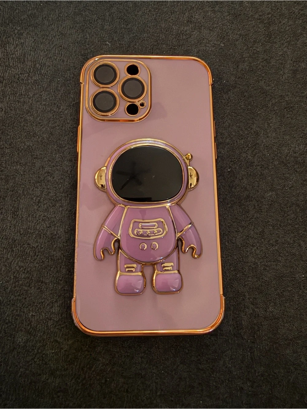 Purple Astronaut Phone Case with Gold Trim - Compatible Cell Phone Accessory